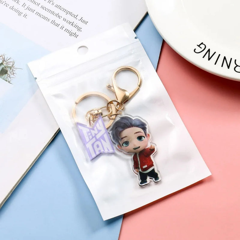 KPOP Cute Cartoon Bangtan Boy Acrylic Bag Key Ring