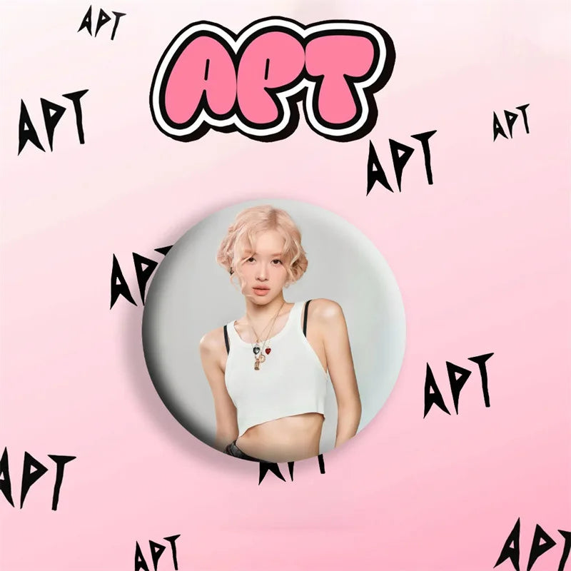 KPOP Rose APT Mirror Keychain Pin Badge