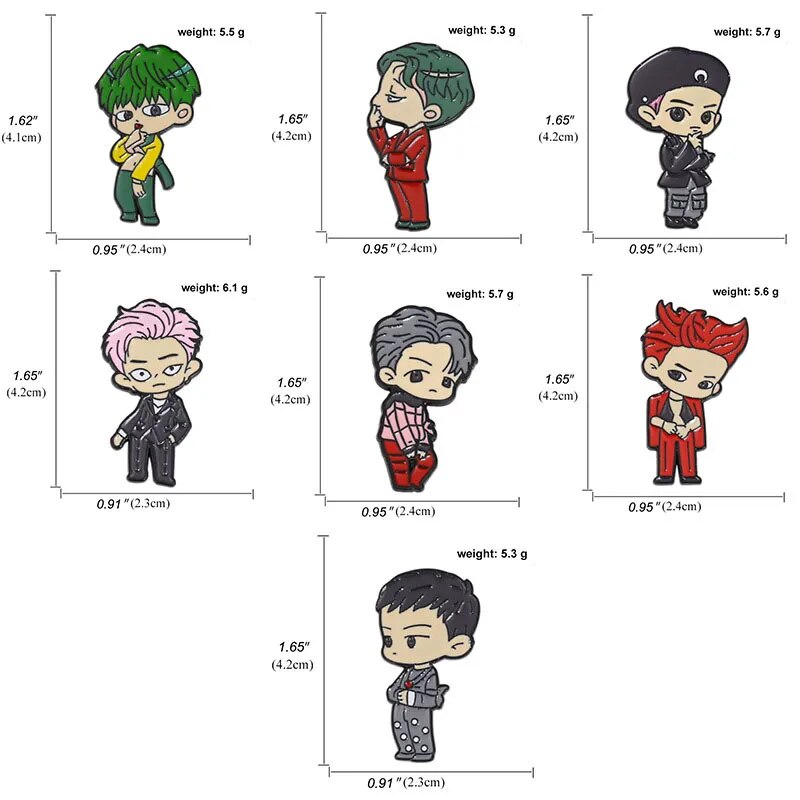 KPOP EXO Brooch and Enamel Pin Cartoon Member Figure