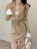 Korean Khaki Dress Set for Women