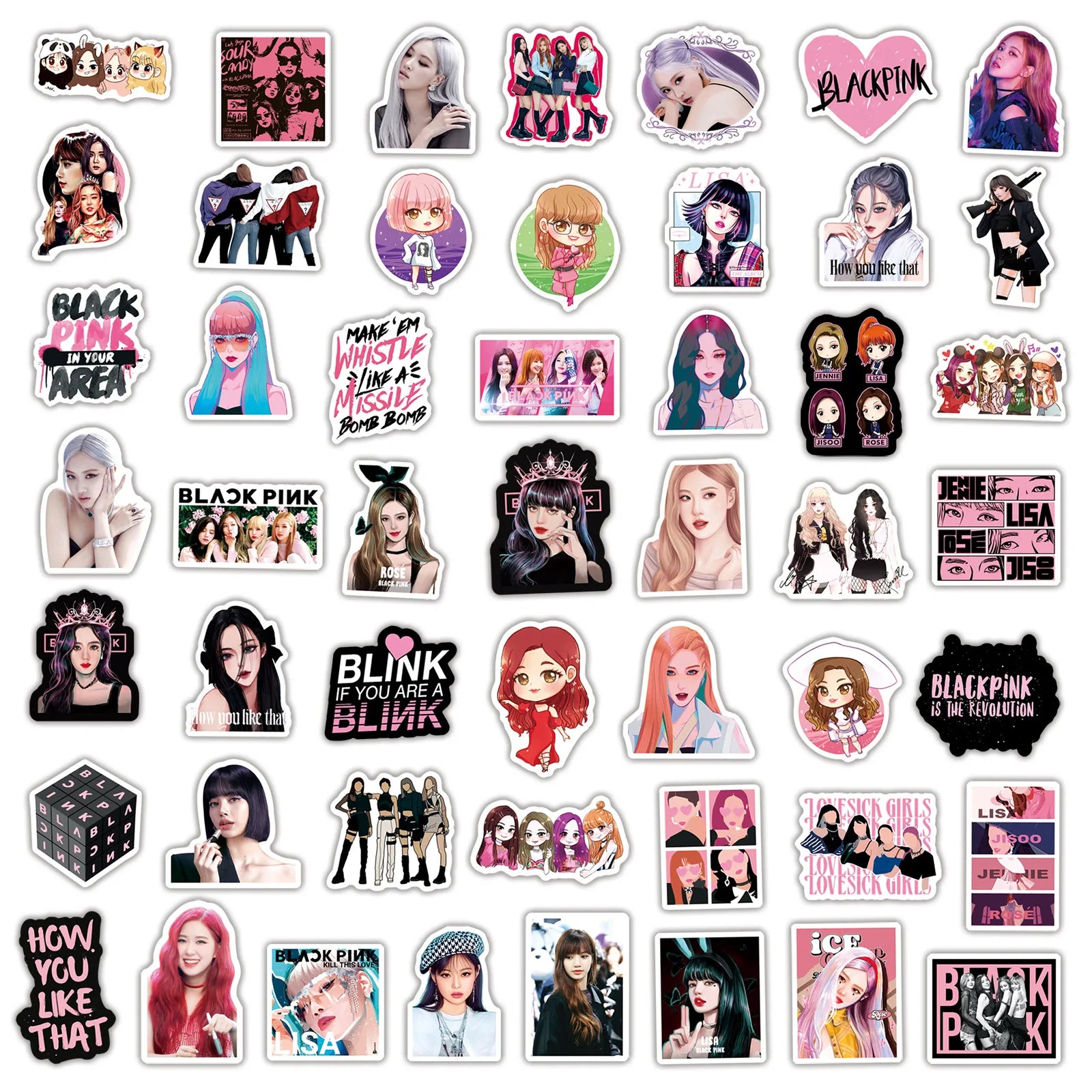 Black Pink Cartoon Stickers