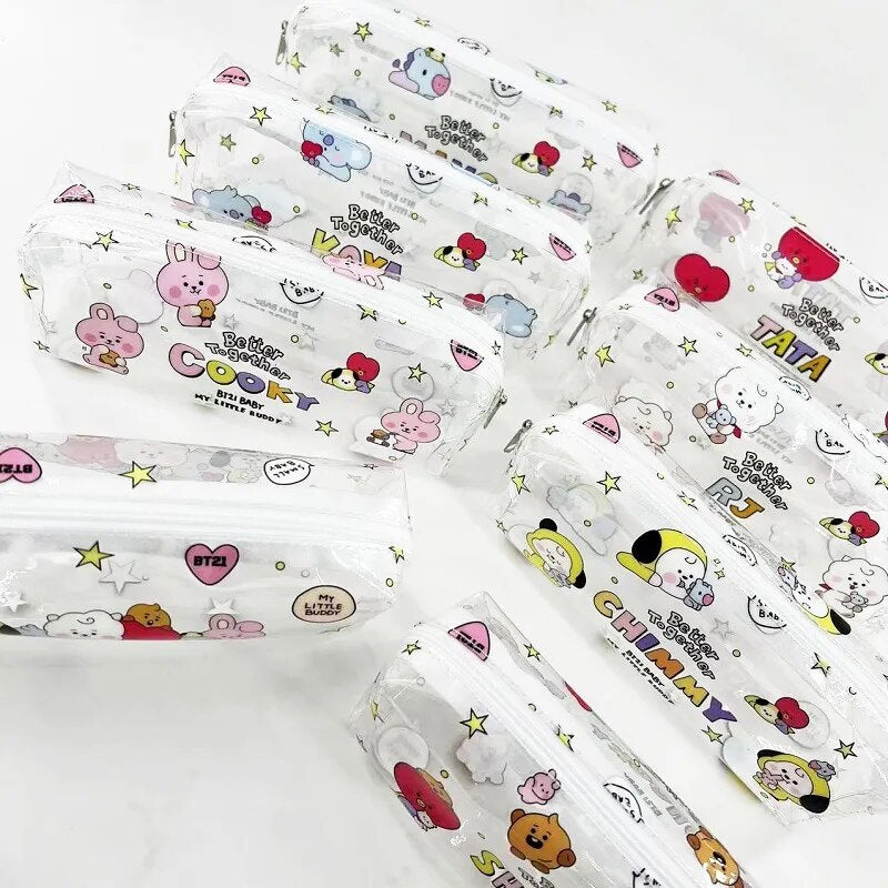 Bangtan21 Anime Cute Cartoon Transparent Pencil Case Bag