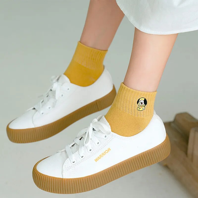 Bangtan21 Cute Cartoon Cotton Low Waist Socks