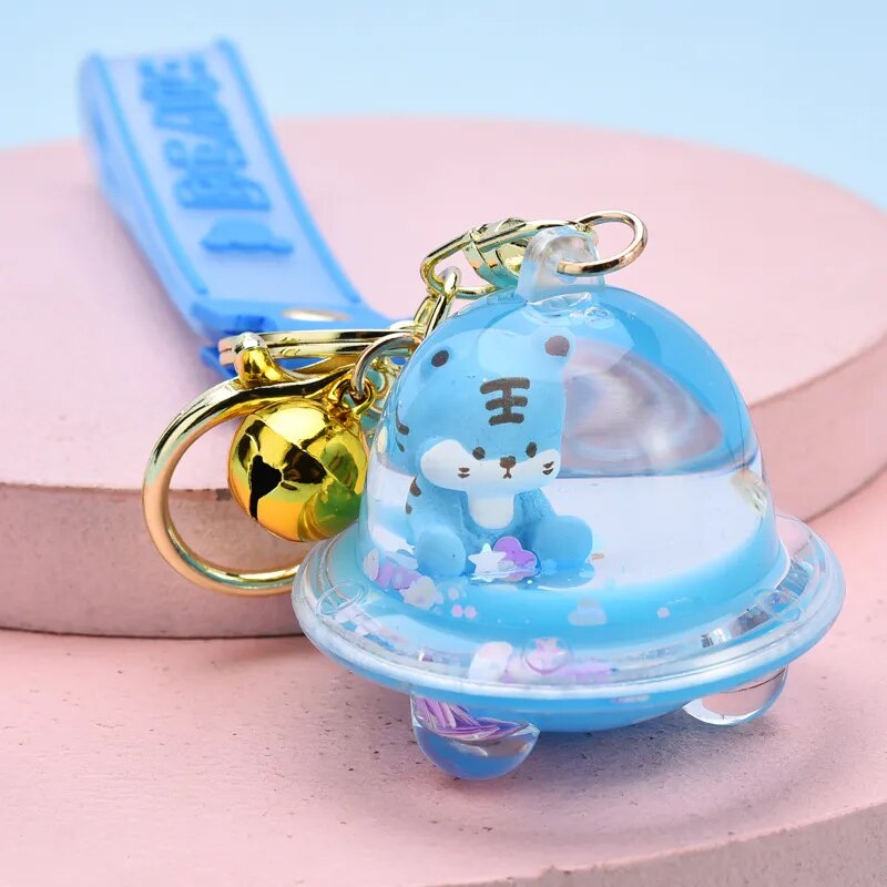 Acrylic Into Oil Tiger Spaceship Keychains