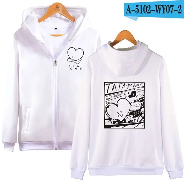 Taehyung Bangtan21 TATA Zipper Hoodie and Shirt
