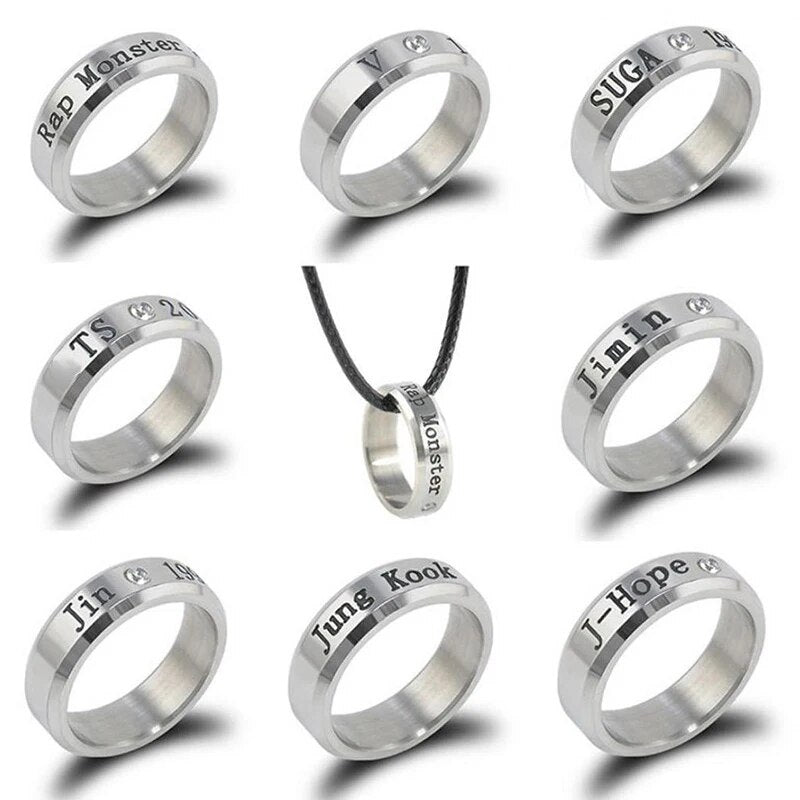 Bangtan Boys Members Name Stainless Steel Rings