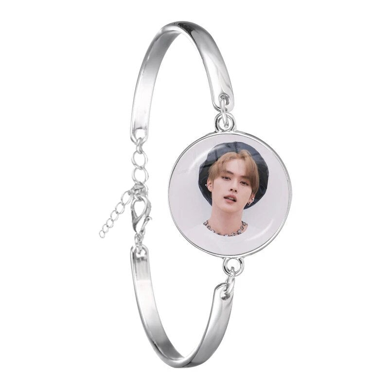 KPOP Stray Kids Member 18mm Glass Silver Bracelet