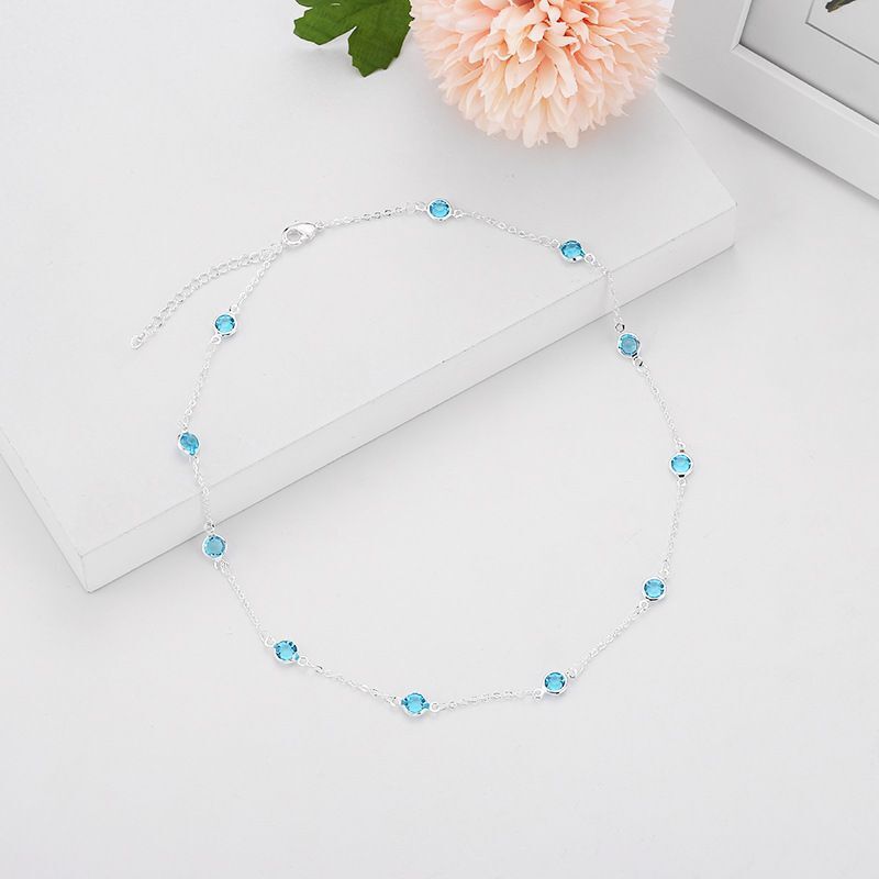 Kpop JIMIN Sea Blue Zircon Necklace
