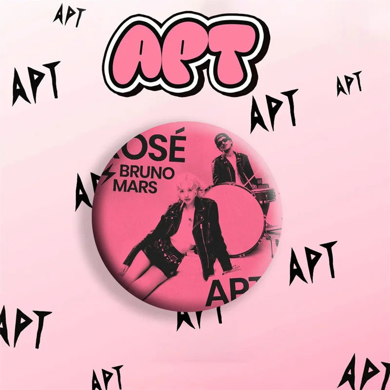 KPOP Rose APT Mirror Keychain Pin Badge