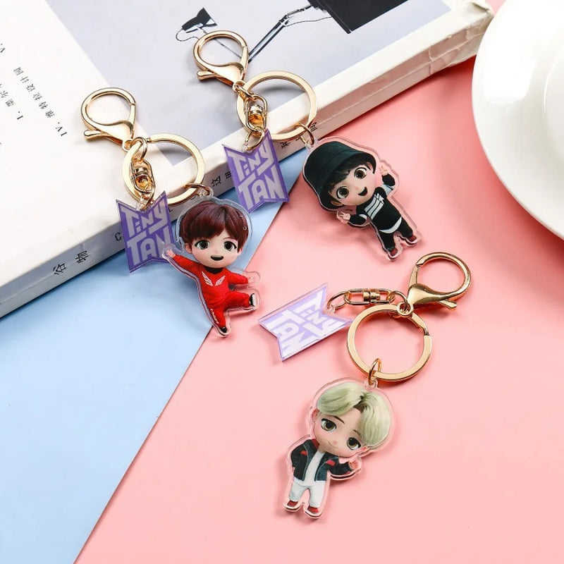 KPOP Cute Cartoon Bangtan Boy Acrylic Bag Key Ring