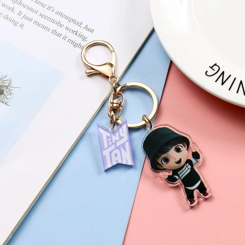 KPOP Cute Cartoon Bangtan Boy Acrylic Bag Key Ring