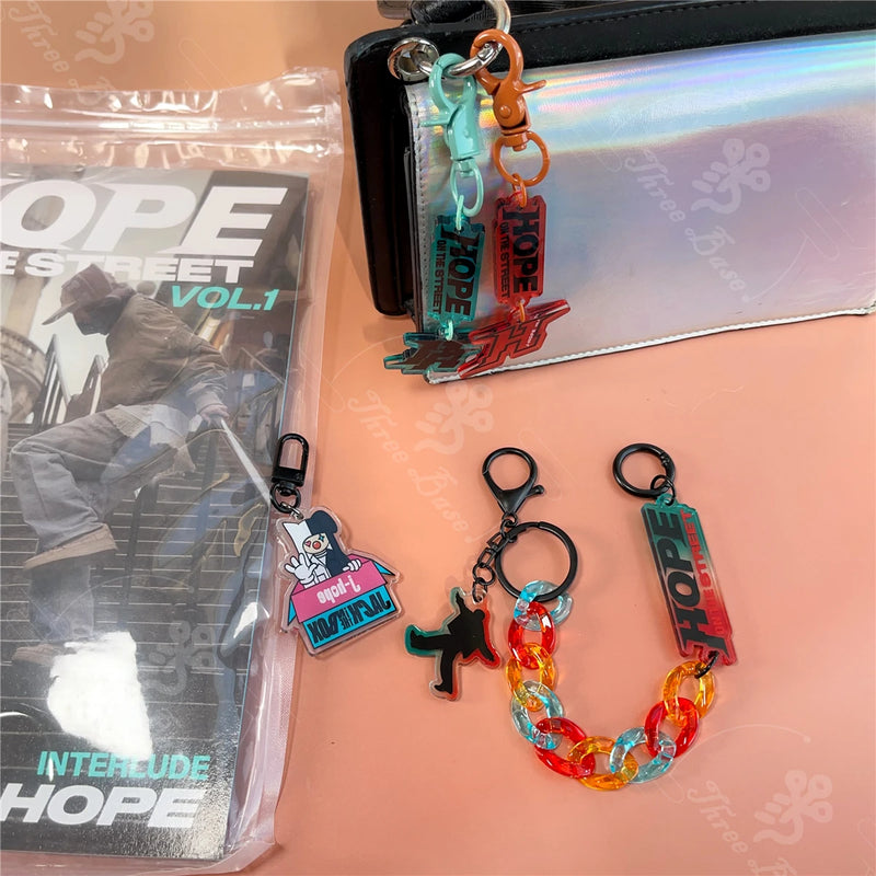 Bangtan Jhope AgustD Cute Acrylic Keyring Keychain