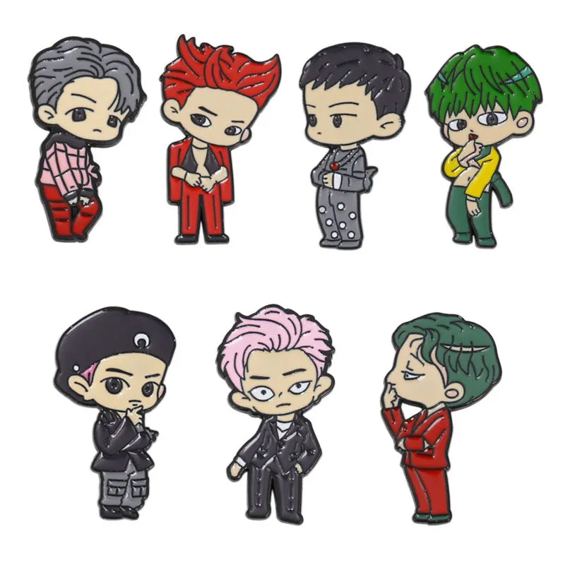 KPOP EXO Brooch and Enamel Pin Cartoon Member Figure