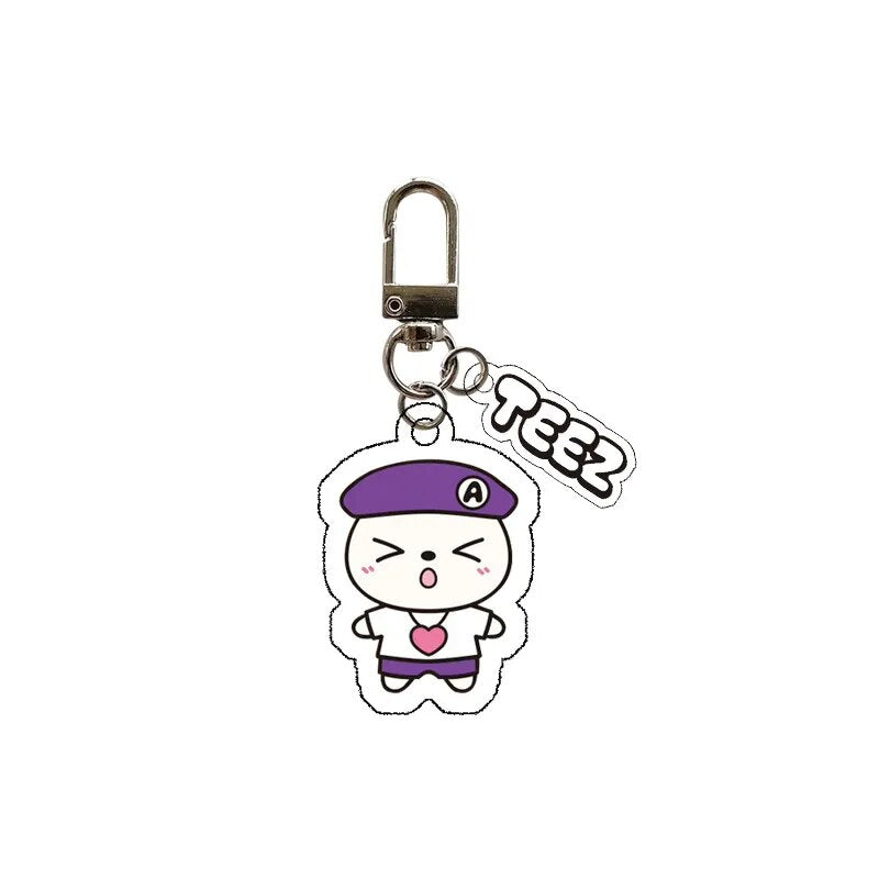 KPOP ATEEZ Cartoon Acrylic Keychain for Women Accessories