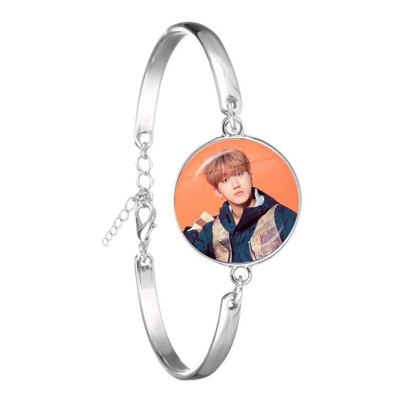 KPOP Stray Kids Member 18mm Glass Silver Bracelet