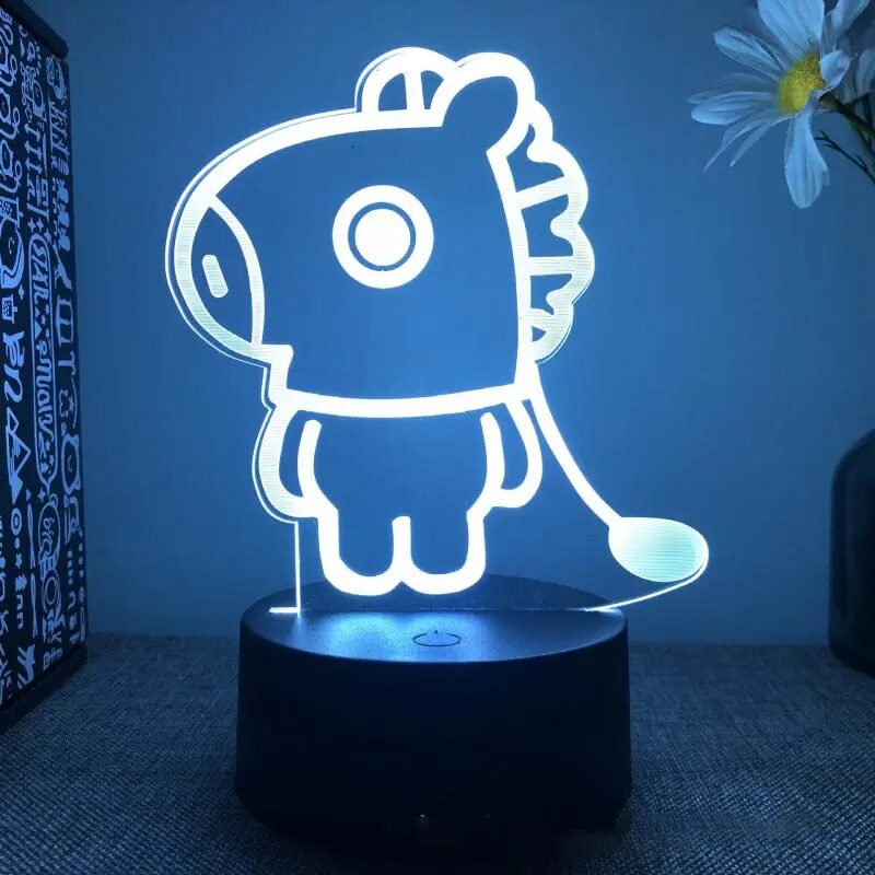 Bangtan21 Cartoon Remote Control USB Bedside Acrylic Stand Lamp