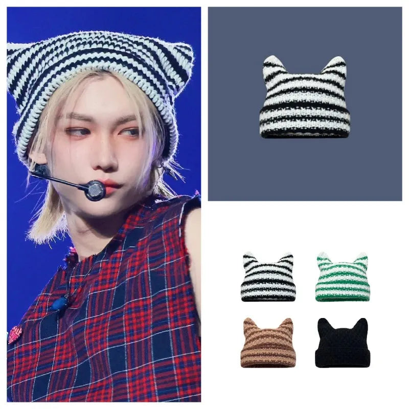 Stray Kids Felix  Knitted Cat Hat