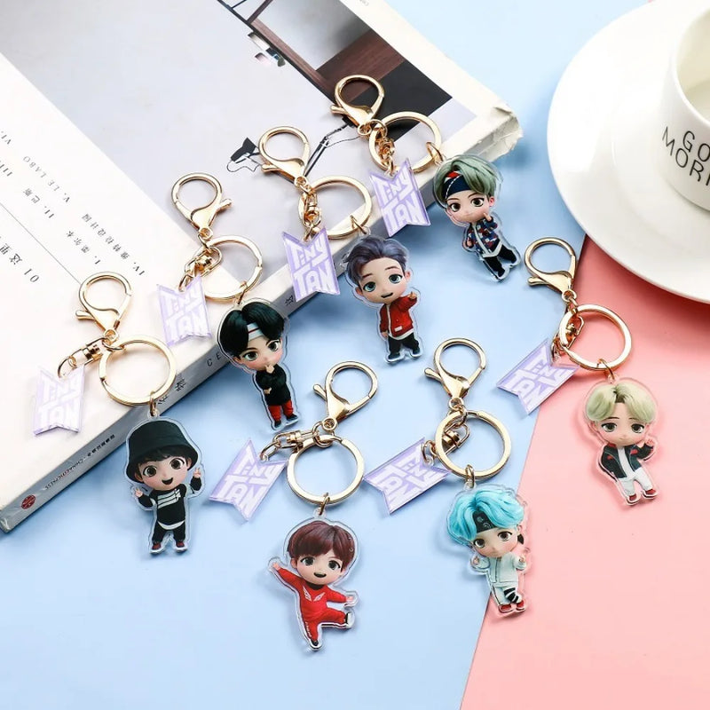 KPOP Cute Cartoon Bangtan Boy Acrylic Bag Key Ring