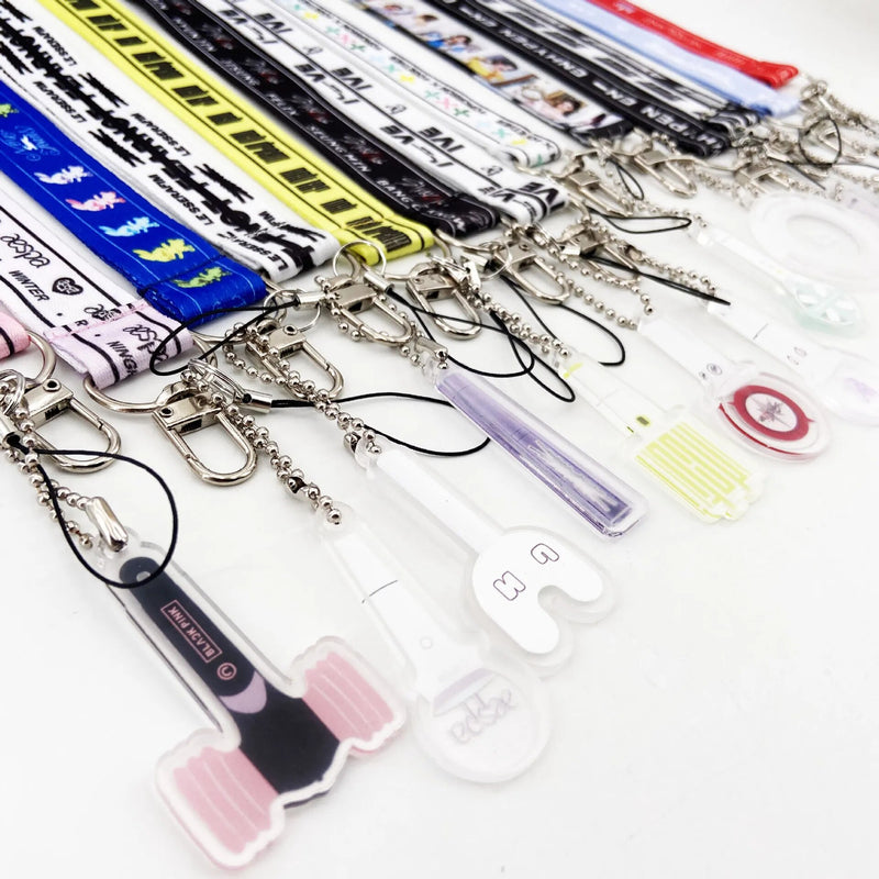 Kpop Groups Lanyard Keychain with Lightstick style Pendant