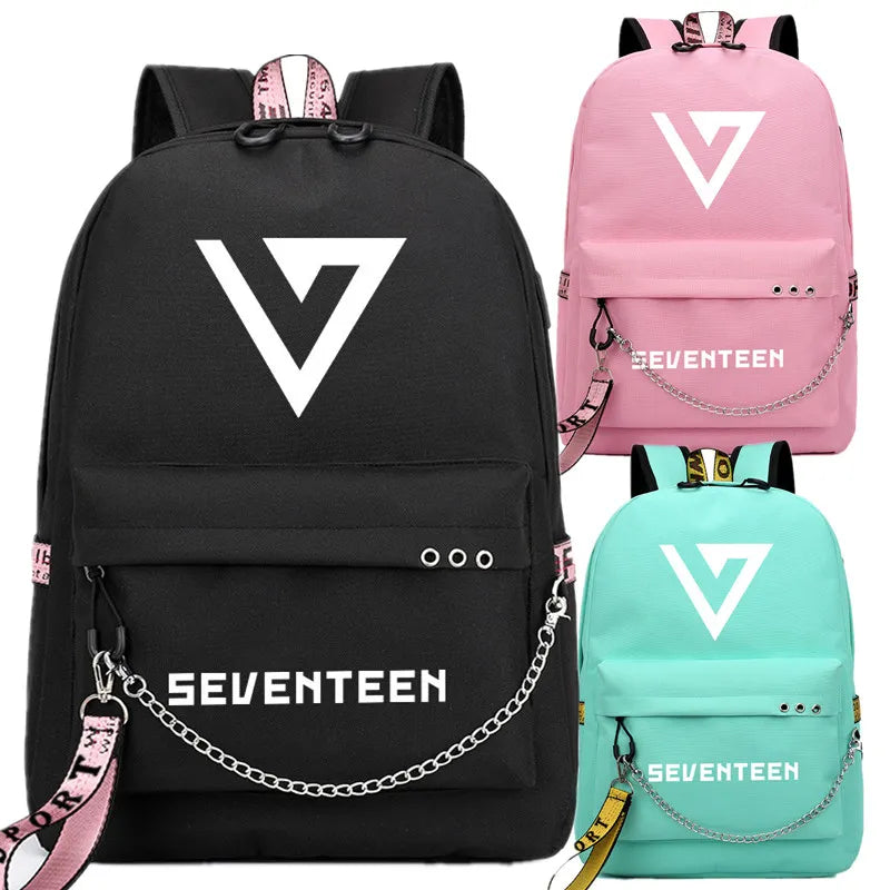 Seventeen Korean Stars Fans School Travel Backpack