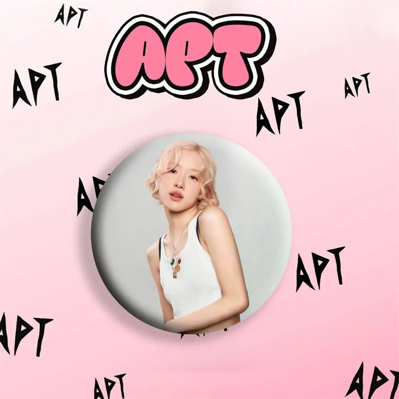 KPOP Rose APT Mirror Keychain Pin Badge