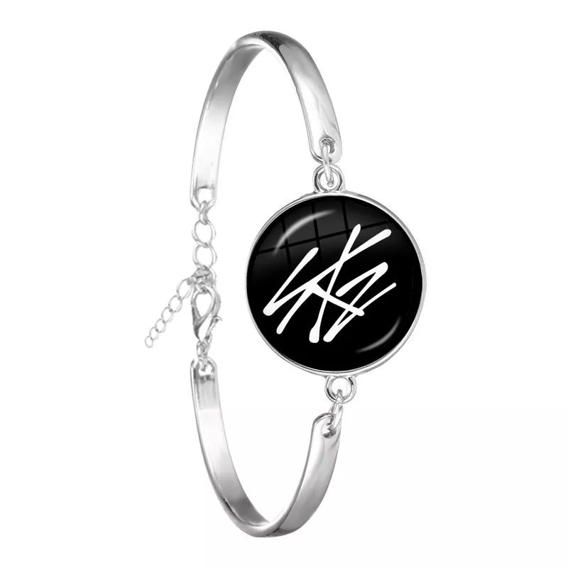 KPOP Stray Kids Member 18mm Glass Silver Bracelet
