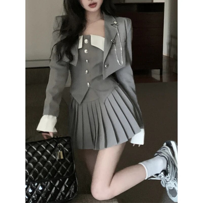 Korean Grey 3-Piece Formal Set for Women