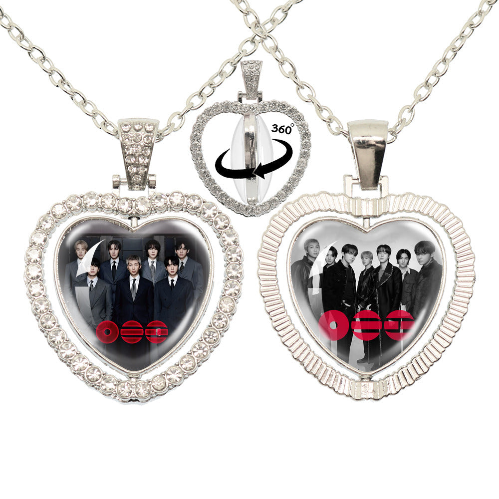 Bangtan Boys ARIRANG Time Gemstone Heart Rhinestone Necklace