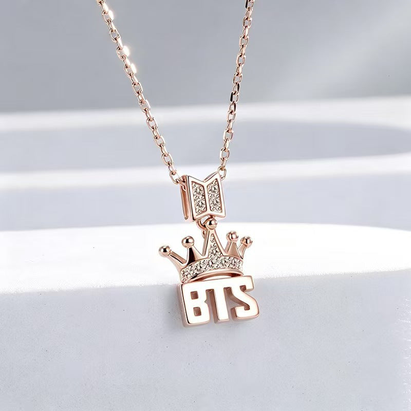 Bangtan Boys Crown Name Necklace Accessories